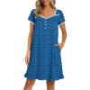 image:imageEkouaer Nightgowns for Women Lace Trim Sleep Shirts Short Sleeve Night Shirts With Pockets Night Gown Ruffled Sleep DressBlue Dog Footprints