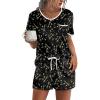 image:imageEkouaer Pajama Set for Women 2 Piece Lounge Set Short Sleeve Tops and Shorts Soft Sleepwear Chest PocketBlack Cat1