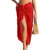 image:imageEkouaer Women Sarong Chiffon Bathing Suit Cover Up Long Beach Bikini Wraps Sheer Swim Suit Coverup 2026 Pareo for WomenPure Red
