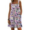 image:imageEkouaer Womens Overalls Summer Rompers Sleeveless Short Jumpsuits Casual Beach Vacation Outfits with PocketsFloral Light Purple