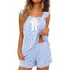 image:imageEkouaer Womens Pajamas Sets 2 Piece Ruffle Bow Tank Top and Shorts Pjs Soft Bridal Pajama Cute Sleepwear Set XS2XLHeart Bow Blue
