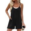 image:imageEkouaer Womens Summer Casual Rompers 2026 Loose Sleeveless Overalls Adjustable Shorts Jumpsuits with Pockets OutfitsBlack
