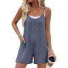 image:imageEkouaer Womens Summer Casual Rompers 2026 Loose Sleeveless Overalls Adjustable Shorts Jumpsuits with Pockets OutfitsBlue