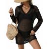 image:imageEkouaer Womens Swimsuit Cover Ups Crochet Swim Coverup Knit Bathing Suit Knit Beach Vacation Outfits SwimwearA Black