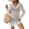 image:imageEkouaer Womens Swimsuit Cover Ups Crochet Swim Coverup Knit Bathing Suit Knit Beach Vacation Outfits SwimwearC White