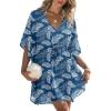 image:imageEkouaer Womens Swimsuit Coverup 2026 Sheer Chiffon Floral Print Sexy Bathing Suit Cover Up Swimwear BeachwearBlue White Leaf