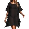 image:imageEkouaer Womens Swimsuit Coverup Chiffon Floral Bathing Suit Cover Up Ruffled Summer Beachwear Bikini Coverups S3XLBlack