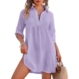 image:imageEkouaer Beach Cover Ups for Women Bikini Swimsuit Coverup Beach Dress ShirtLight Purple