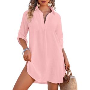 image:imageEkouaer Beach Cover Ups for Women Bikini Swimsuit Coverup Beach Dress ShirtPink