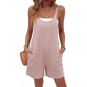 image:imageEkouaer Rompers for Women Casual Loose Sleeveless Overalls Shorts Knit Jumpsuits 2026 Summer Vacation Beach OutfitsBrown