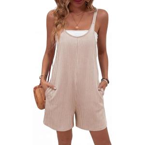 image:imageEkouaer Rompers for Women Casual Loose Sleeveless Overalls Shorts Knit Jumpsuits 2026 Summer Vacation Beach OutfitsLight Khaki
