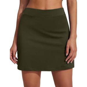 image:imageEkouaer Womens Active Performance Skort Lightweight Skirt for Running Tennis Golf Workout SportsBpocketsarmy Green