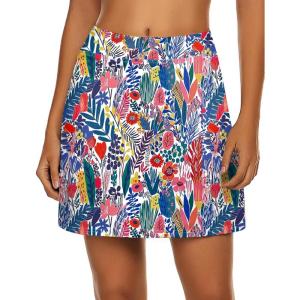 image:imageEkouaer Womens Active Performance Skort Lightweight Skirt for Running Tennis Golf Workout SportsColorful Leaf Print