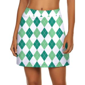 image:imageEkouaer Womens Active Performance Skort Lightweight Skirt for Running Tennis Golf Workout SportsGreen White Plaid