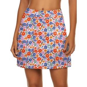 image:imageEkouaer Womens Active Performance Skort Lightweight Skirt for Running Tennis Golf Workout SportsRed Blue Floral