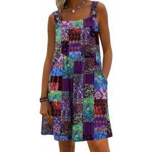 image:imageEkouaer Womens Overalls Summer Rompers Sleeveless Short Jumpsuits Casual Beach Vacation Outfits with PocketsBoho Floral