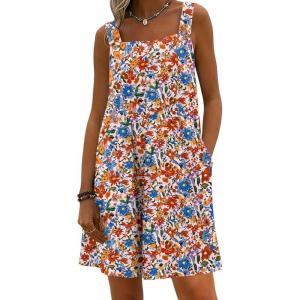 image:imageEkouaer Womens Overalls Summer Rompers Sleeveless Short Jumpsuits Casual Beach Vacation Outfits with PocketsFloral Pink