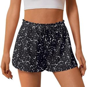 image:imageEkouaer Womens Pajama Shorts 2026 Soft Sleep Shorts Casual Pj Short Comfy Pajama Short Summer Drawstring Pajama BottomsBlack Moon