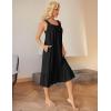 image:imageEkouaer Cotton Nightgowns for Women Long Sleeveless Nightgown Victorian Sleep Dress with Pockets Night Shirt Lounge DressBlack