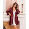 image:imageEkouaer Silk Robe for Women Short Satin Robe 34 Sleeves Lace Trim Kimono Bathrobe Sexy Bride Bridsmaid Sleepwear with PocketWine Red