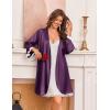 image:imageEkouaer Silk Robe for Women Short Satin Robe 34 Sleeves Lace Trim Kimono Bathrobe Sexy Bride Bridsmaid Sleepwear with PocketWineberry