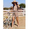 image:imageEkouaer Womens Romper with Pockets Summer Short Jumpsuit Casual Cap Sleeve Drawstring One Piece Lounge Vacation Beach OutfitKhaki