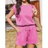 image:imageEkouaer Womens Romper with Pockets Summer Short Jumpsuit Casual Cap Sleeve Drawstring One Piece Lounge Vacation Beach OutfitRose Pink