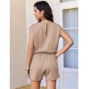 image:imageEkouaer Womens Romper with Pockets Summer Short Jumpsuit Casual Cap Sleeve Drawstring One Piece Lounge Vacation Beach OutfitStone