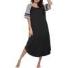 image:imageEkouaer Nightgowns for Women Cotton Long Night Gowns Plus Size Moo Moos Short Sleeve House Dress Soft Sleep Shirts S5XLBlack