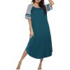 image:imageEkouaer Nightgowns for Women Cotton Long Night Gowns Plus Size Moo Moos Short Sleeve House Dress Soft Sleep Shirts S5XLBlue Green