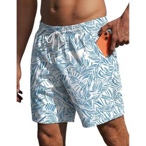 image:imageEkouaer Mens Swim Trunks 7 Inch Quick Dry Breathable Board Shorts Beach Bathing Suit Lightweight Swimsuit SwimwearLight Bluepalm Leaf