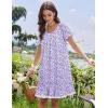 image:imageEkouaer Cotton Nightgowns for Women Vintage Victorian Night Gowns Short Sleeve Sleep Shirts Lace Sleep Dress Soft SleepwearFloral Purple