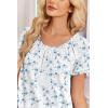 image:imageEkouaer Cotton Nightgowns for Women Vintage Victorian Night Gowns Short Sleeve Sleep Shirts Lace Sleep Dress Soft SleepwearFlowers Blue White
