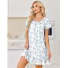 image:imageEkouaer Cotton Nightgowns for Women Vintage Victorian Night Gowns Short Sleeve Sleep Shirts Lace Sleep Dress Soft SleepwearFlowers Blue White