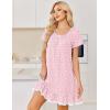image:imageEkouaer Cotton Nightgowns for Women Vintage Victorian Night Gowns Short Sleeve Sleep Shirts Lace Sleep Dress Soft SleepwearFlowers Pink