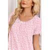 image:imageEkouaer Cotton Nightgowns for Women Vintage Victorian Night Gowns Short Sleeve Sleep Shirts Lace Sleep Dress Soft SleepwearFlowers Pink