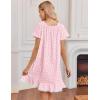 image:imageEkouaer Cotton Nightgowns for Women Vintage Victorian Night Gowns Short Sleeve Sleep Shirts Lace Sleep Dress Soft SleepwearFlowers Pink