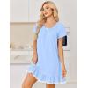 image:imageEkouaer Cotton Nightgowns for Women Vintage Victorian Night Gowns Short Sleeve Sleep Shirts Lace Sleep Dress Soft SleepwearLight Blue