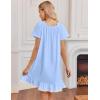 image:imageEkouaer Cotton Nightgowns for Women Vintage Victorian Night Gowns Short Sleeve Sleep Shirts Lace Sleep Dress Soft SleepwearLight Blue
