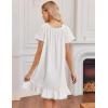 image:imageEkouaer Cotton Nightgowns for Women Vintage Victorian Night Gowns Short Sleeve Sleep Shirts Lace Sleep Dress Soft SleepwearWhite