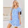 image:imageEkouaer Cotton Nightgowns for Women Vintage Victorian Night Gowns Short Sleeve Sleep Shirts Lace Sleep Dress Soft SleepwearWhite Bird