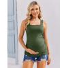 image:imageEkouaer Maternity Tank Tops 3 Pack Square Neck Pregnancy Shirts for Women Summer Ruched Side Sleeveless Pregnant Clothes TopBrownBlackArmy Green
