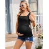 image:imageEkouaer Maternity Tank Tops 3 Pack Square Neck Pregnancy Shirts for Women Summer Ruched Side Sleeveless Pregnant Clothes TopBrownBlackWhite