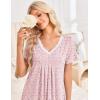 image:imageEkouaer Nightgowns for Women Cotton Night Gowns Short Sleeve Pleated Sleep Shirts Lace Trim Moo Moos Ladies SleepwearFloral Pink