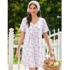 image:imageEkouaer Nightgowns for Women Cotton Night Gowns Short Sleeve Pleated Sleep Shirts Lace Trim Moo Moos Ladies SleepwearFloral Pink White