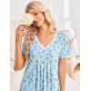 image:imageEkouaer Nightgowns for Women Cotton Night Gowns Short Sleeve Pleated Sleep Shirts Lace Trim Moo Moos Ladies SleepwearFlowers Light Blue
