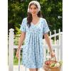 image:imageEkouaer Nightgowns for Women Cotton Night Gowns Short Sleeve Pleated Sleep Shirts Lace Trim Moo Moos Ladies SleepwearFlowers Light Blue