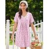 image:imageEkouaer Nightgowns for Women Cotton Night Gowns Short Sleeve Pleated Sleep Shirts Lace Trim Moo Moos Ladies SleepwearFlowers Pink