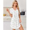 image:imageEkouaer Nightgowns for Women Cotton Night Gowns Short Sleeve Pleated Sleep Shirts Lace Trim Moo Moos Ladies SleepwearFlowers White