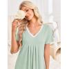 image:imageEkouaer Nightgowns for Women Cotton Night Gowns Short Sleeve Pleated Sleep Shirts Lace Trim Moo Moos Ladies SleepwearLight Green